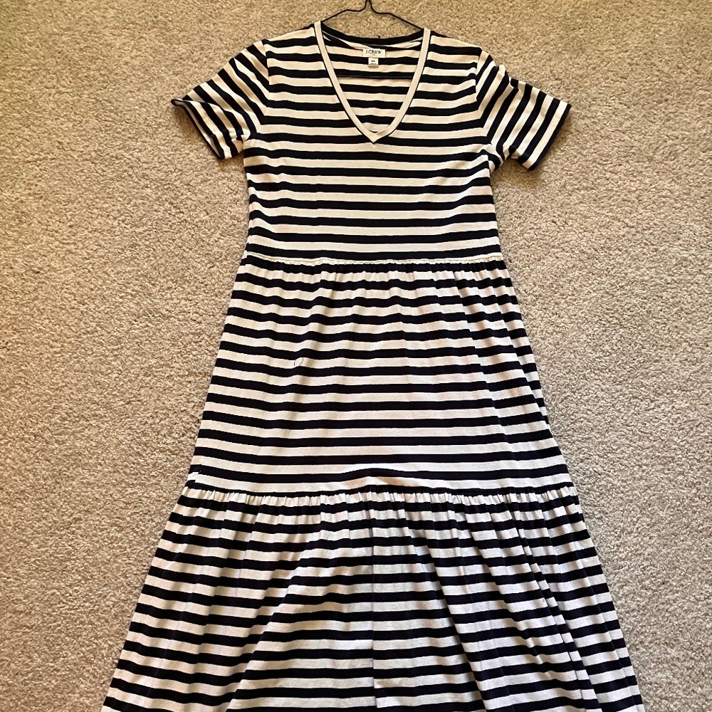 J Crew Striped V-Neck Maxi Dress